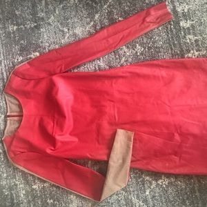 BCBGMAXAZRIA red leather dress- OPEN BACK